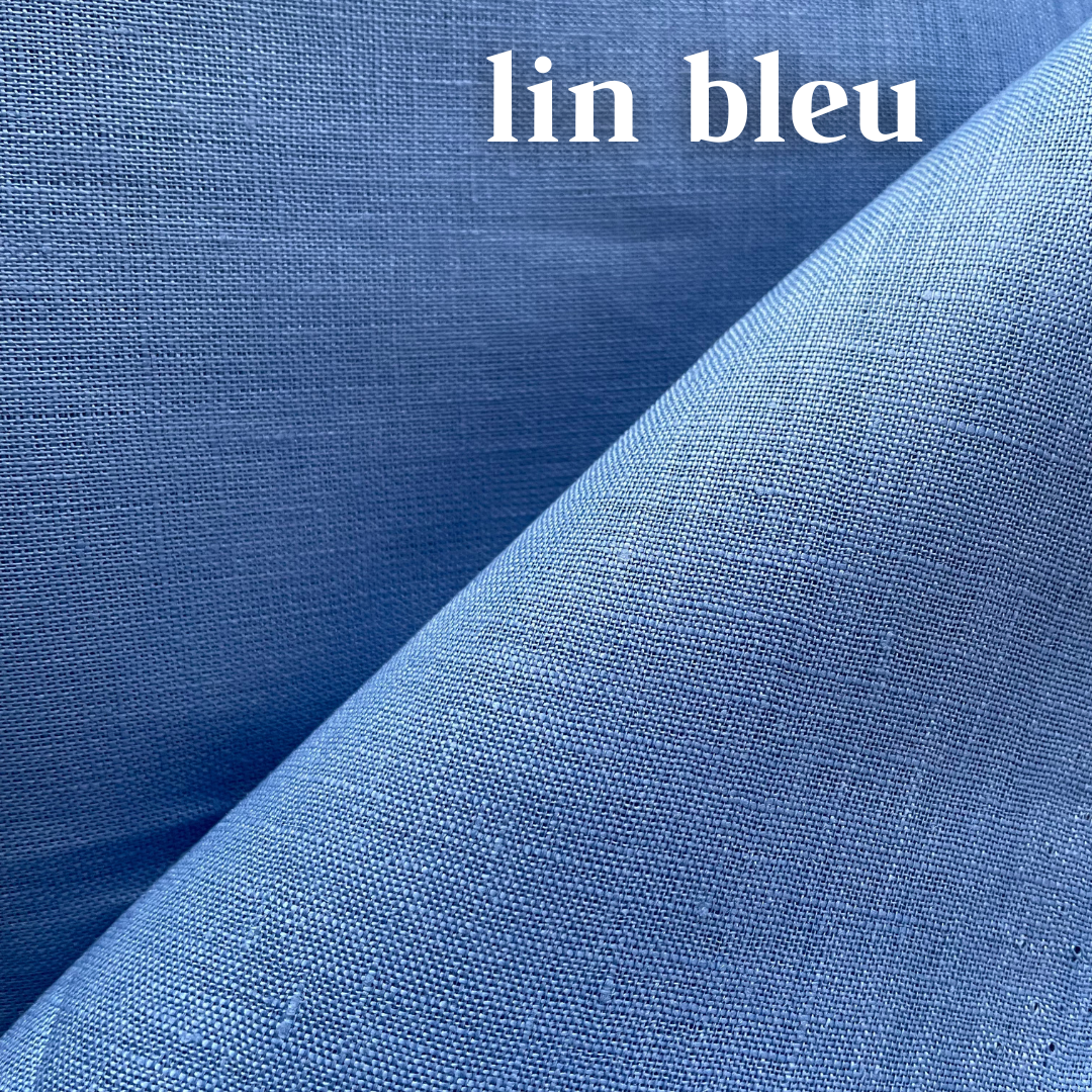 le set couture  tissu lin bleu