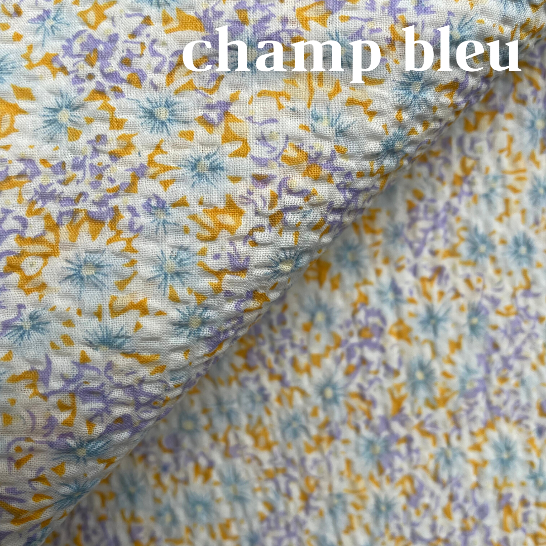 le set couture tissu champ bleu coton 